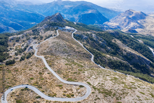 aerial view of a mountain road near Sierra Nevada (Granada) Spain