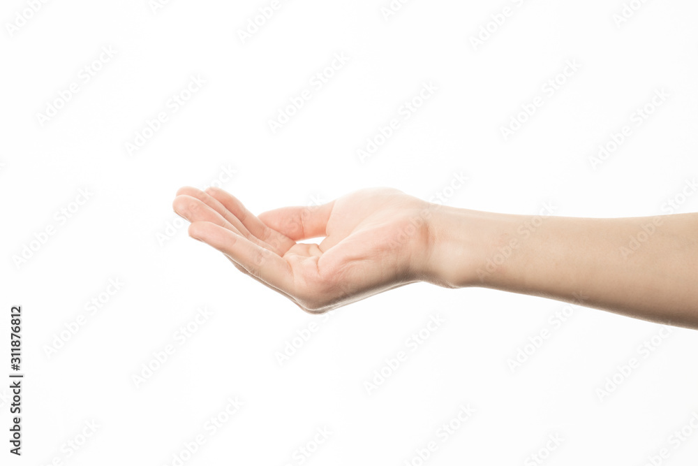 Human hand holding something gesture isolate on white background Human hand holding something gesture isolate on white background