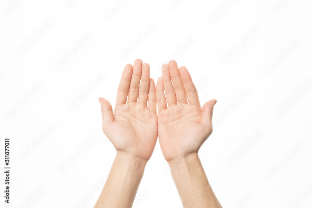 Human hand holding something gesture isolate on white background Human hand holding something gesture isolate on white background