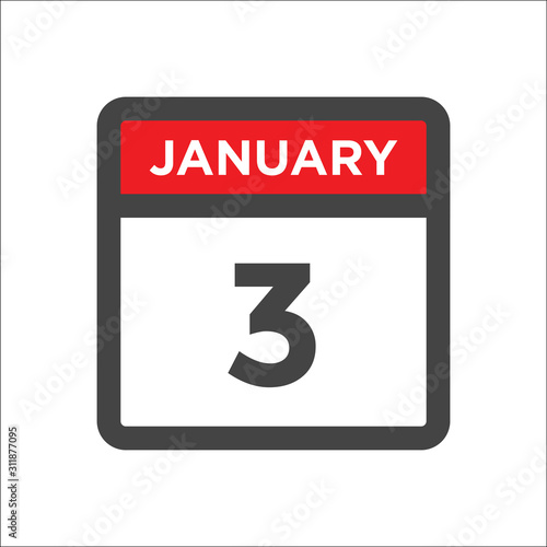 January 3 calendar icon including day of month