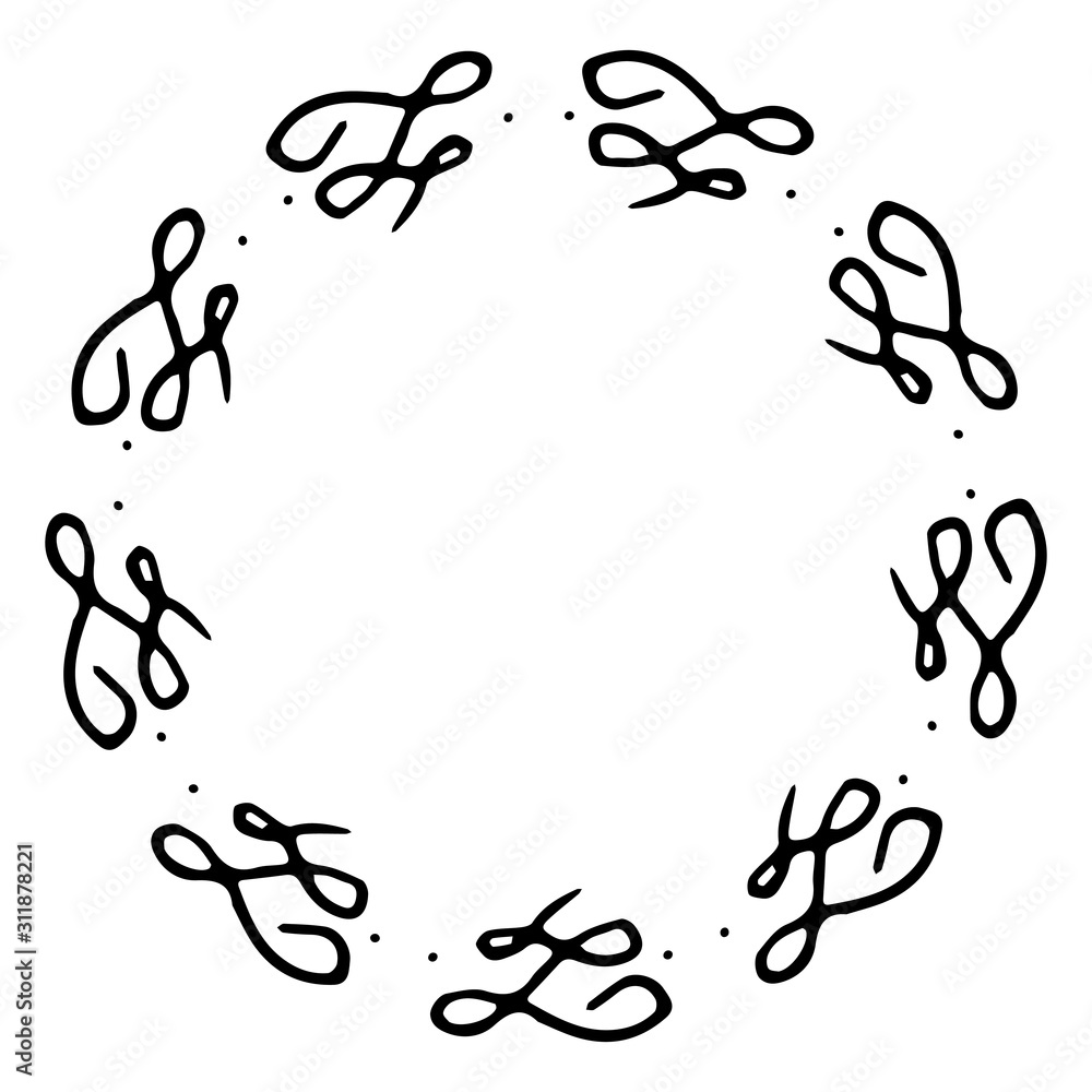 black and white vector frame in rustic style. wreath of branches black and white vector frame in rustic style. wreath of branches