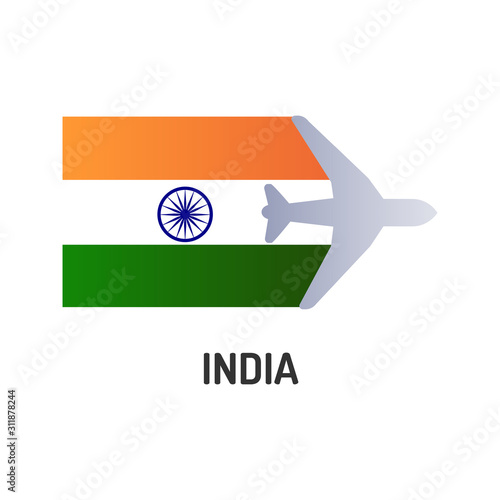 Flag of India color line icon. Airline network. International flights. Popular tourist destination. Pictogram for web page, mobile app, promo. UI UX GUI design element. Editable stroke.