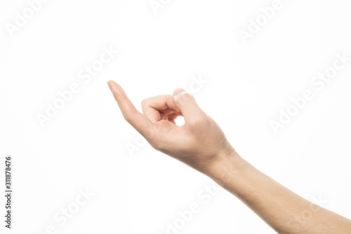Quadro su tela Human hand in seduce gesture isolate on white background
