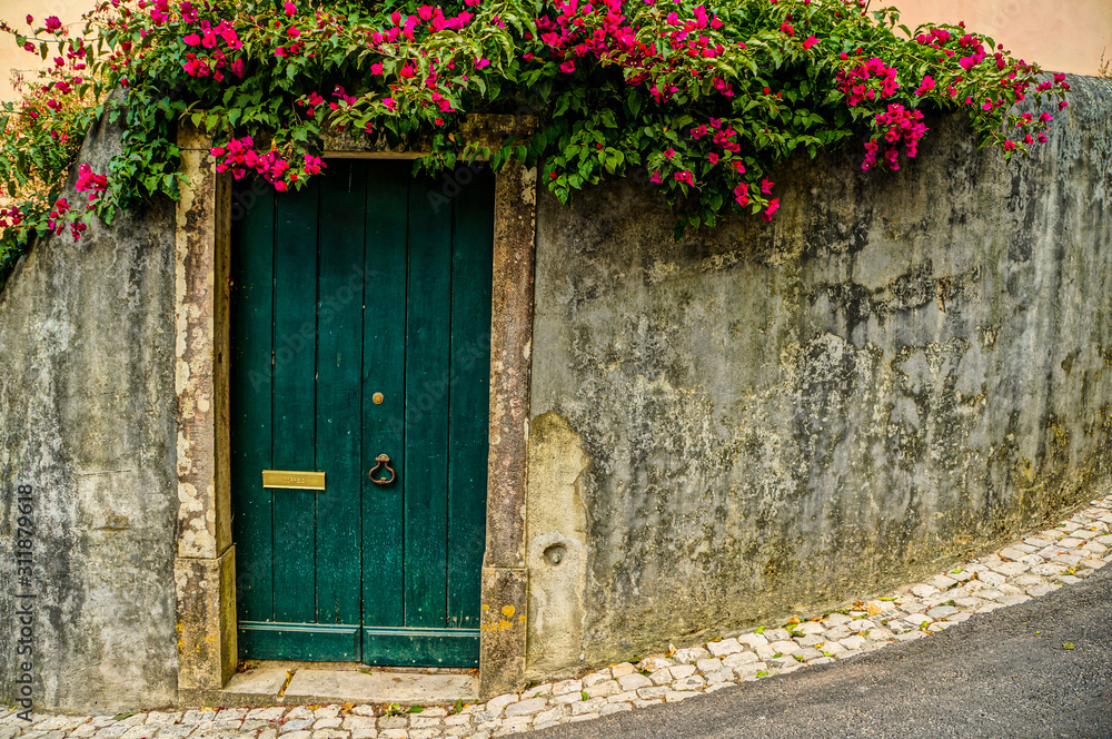 Green door in Sintra, Portugal