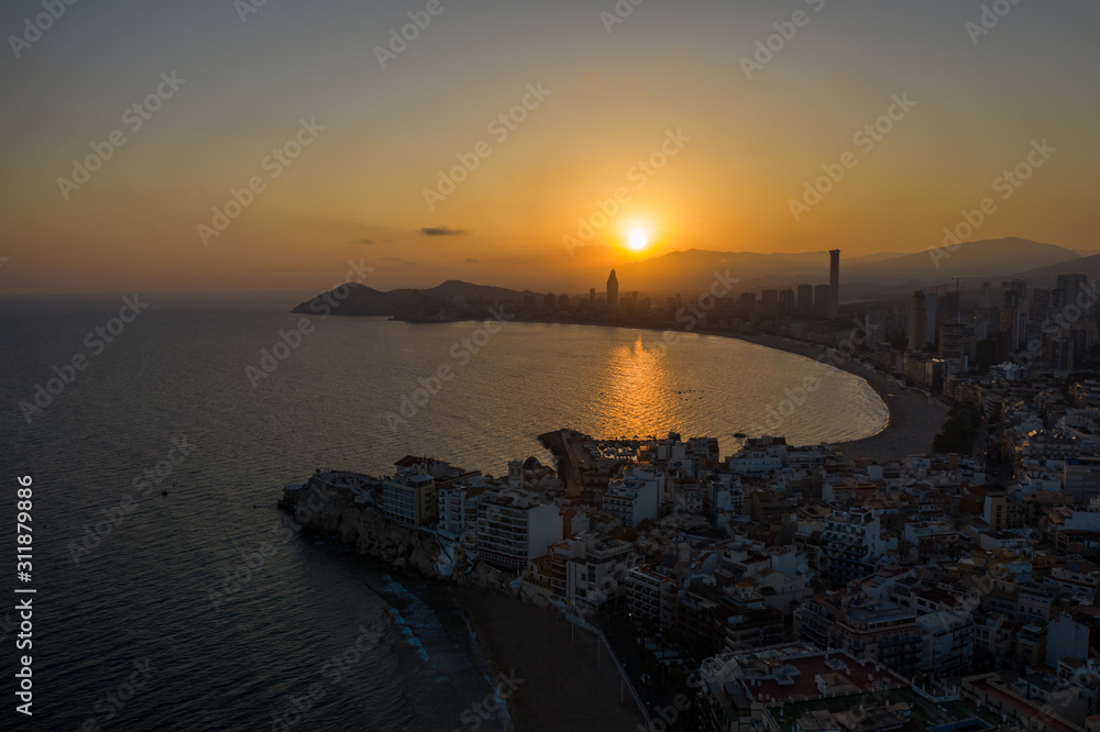 Aerial view of the city of Benidorm Spain