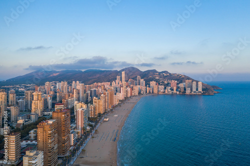 Aerial view of the city of Benidorm Spain
