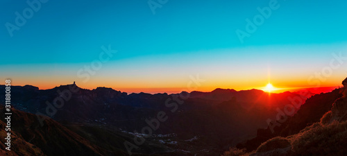 Sunset in mountains on Grand Canaria, panorama