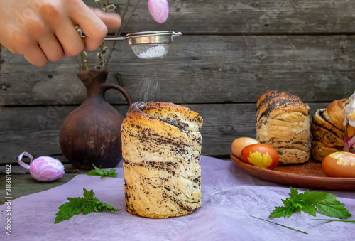 Easter cakes kraffins with poppy seeds for easter tea party photo