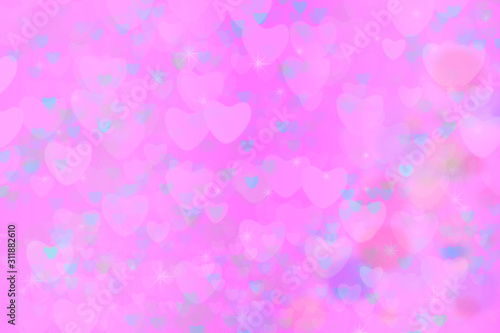 blue heart star rainbow bubble and pink big heart abstract