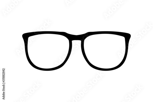 Black silhouettes of different eyeglasses. Glasses isolated. Sunglasses, glasses, isolated on white background. Silhouettes. Eyeglass frame. Vector illustration.
