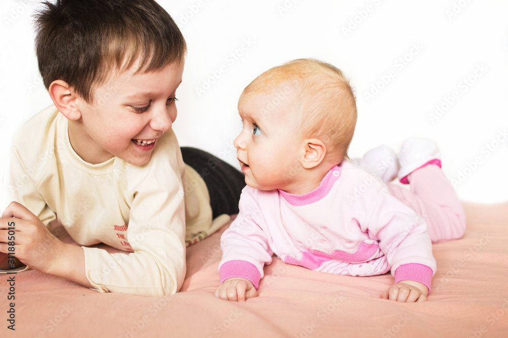tender portrait of brother and sister. cute photo of children. portrait of a happy brother and sister tender portrait of brother and sister. cute photo of children. portrait of a happy brother and sister