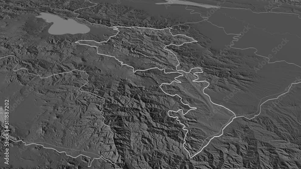 Kalbajar-Lachin, region with its capital, zoomed and extruded on the bilevel map of Azerbaijan in the conformal Stereographic projection. Animation 3D Kalbajar-Lachin, region with its capital, zoomed and extruded on the bilevel map of Azerbaijan in the conformal Stereographic projection. Animation 3D
