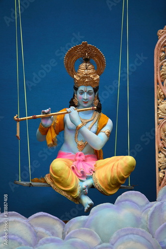 Konstfotografi Statue of lord Krishna on the occasion of local festival, Pune, Maharashtra, Ind