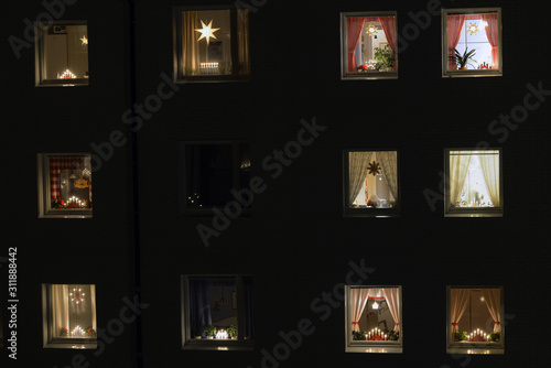 christmas windows light in the window, sweden, sverige, norrland, europe,eu