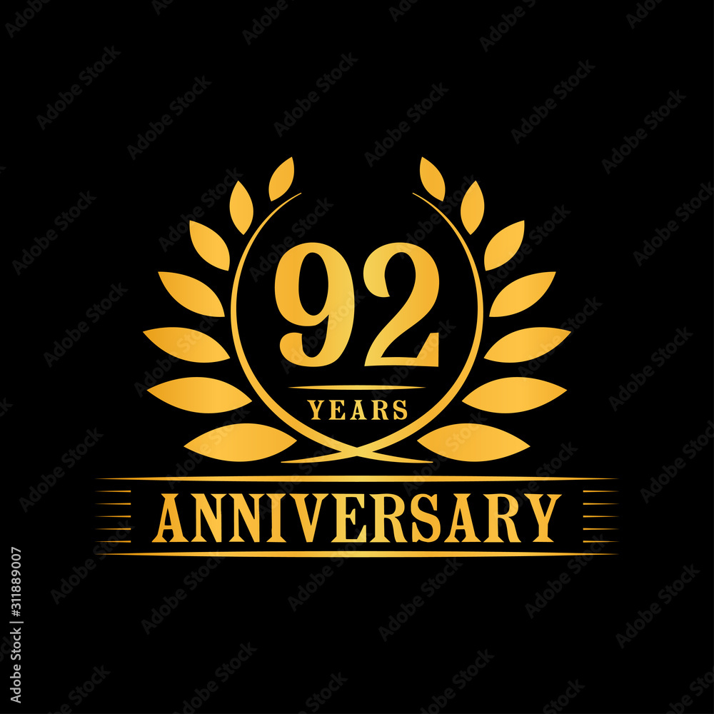 92 years logo design template. Anniversary vector and illustration template. 92 years logo design template. Anniversary vector and illustration template.