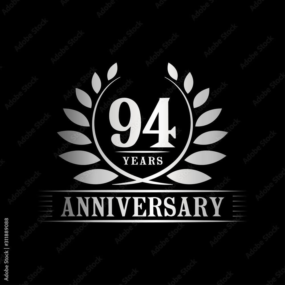 94 years logo design template. Anniversary vector and illustration template. 94 years logo design template. Anniversary vector and illustration template.