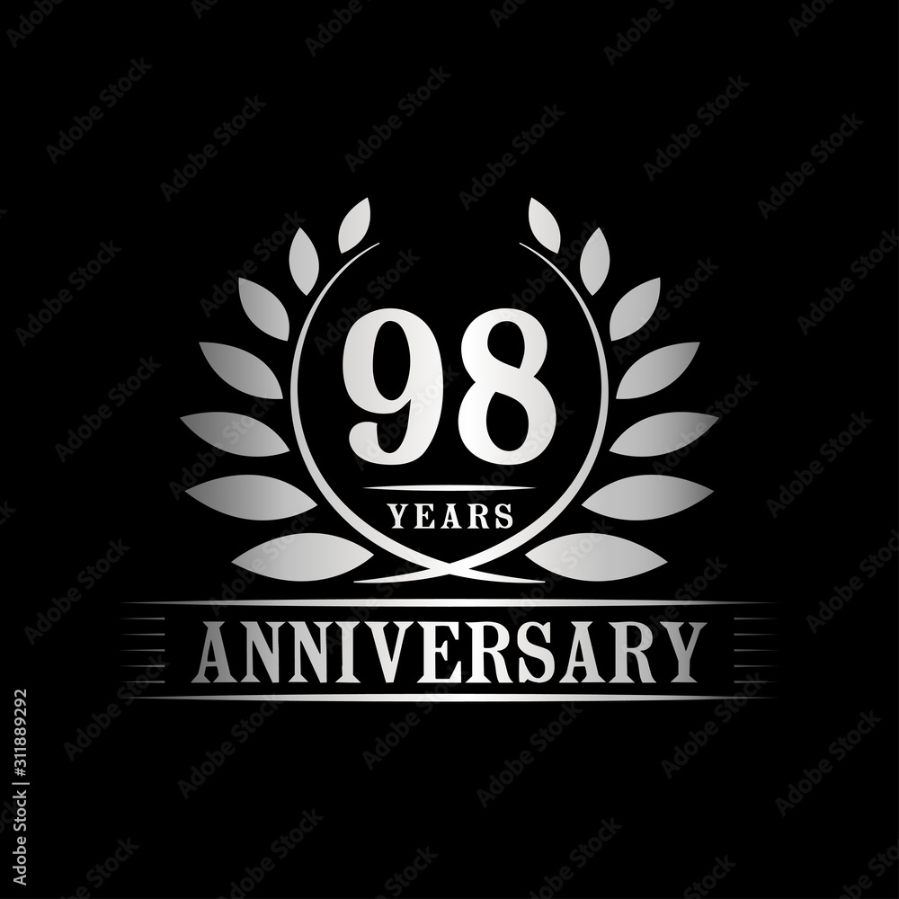 98 years logo design template. Anniversary vector and illustration template.
