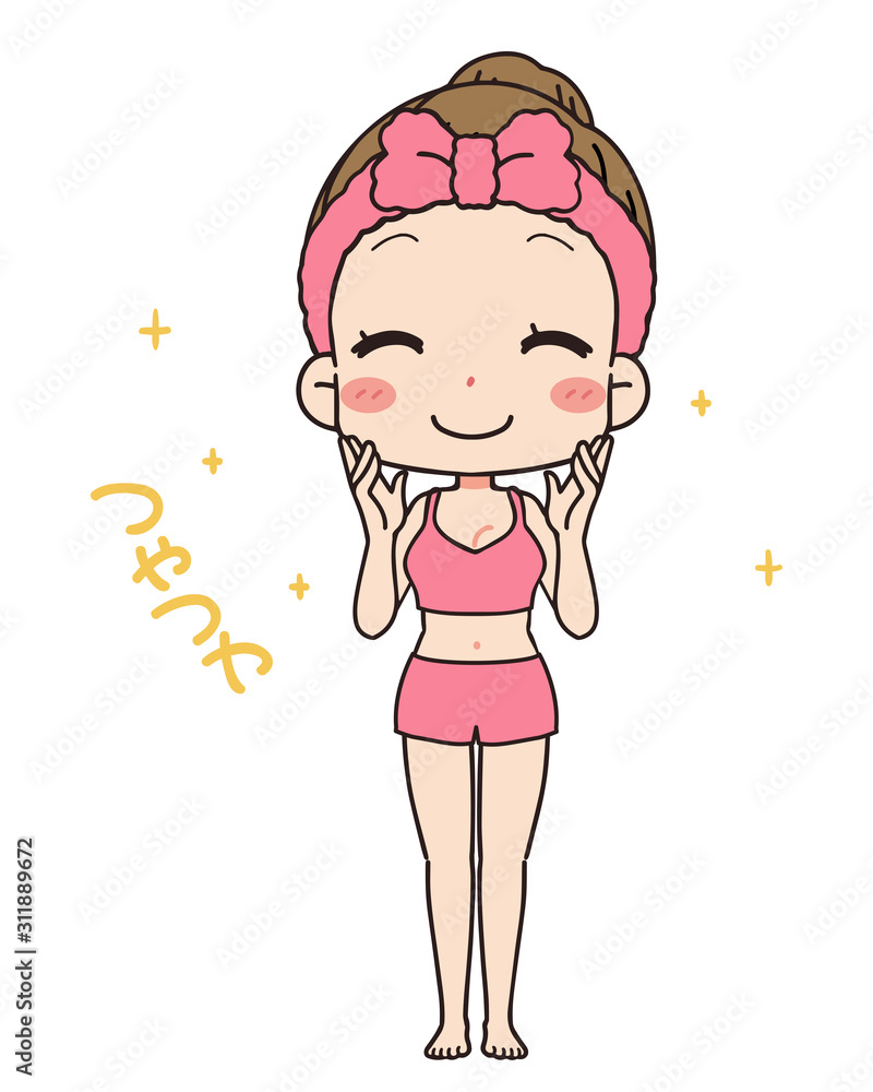 スキンケア中の女性の正面イラスト 全身図 Stock Vector Adobe Stock スキンケア中の女性の正面イラスト 全身図 Stock Vector Adobe Stock