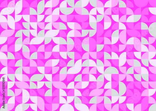 Seamless pattern with random colored quarter circles Generative Art background illustration