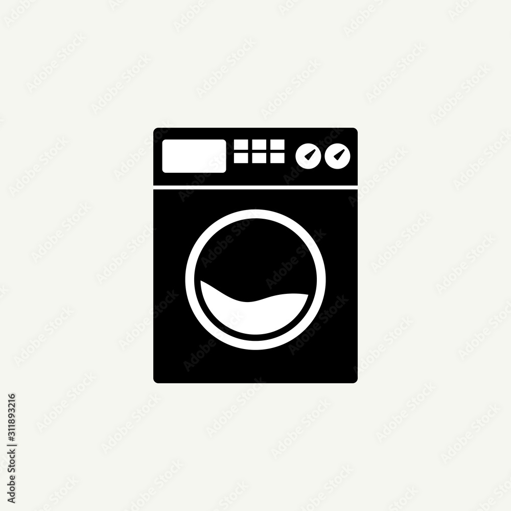 Washing machine icon symbol, Black flat sign Washing machine icon symbol, Black flat sign