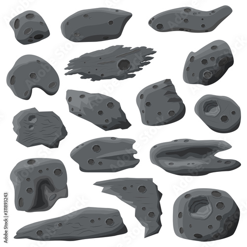Asteroid cartoon illustration set. Vector. photo