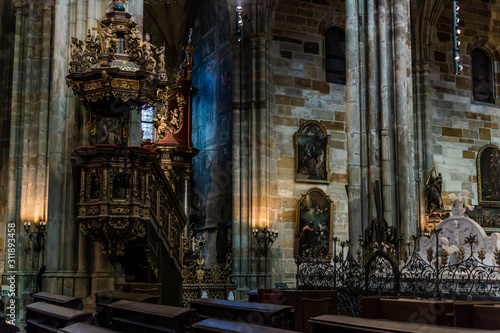 Prague, Czech Republic:   the interior of the  St. Vitus Cathedral © Light