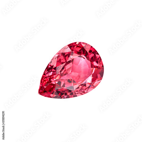 фотографія natural red spinel isolated on white background, included clipping path