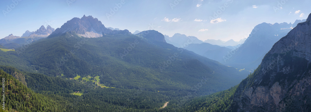 Naklejka View from Lake Sorapis Trail, Dolomites, Italy