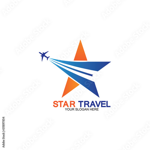 Star travel logo design. Travel agency logo design. Amazing destinations creative symbol concept.