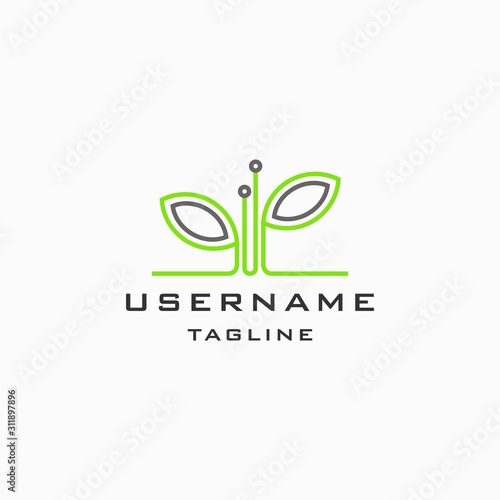 digital plant logo design inspiration . environment technology logo design template . organic eco logo design . line design