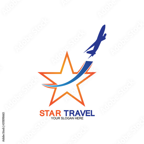Star travel logo design. Travel agency logo design. Amazing destinations creative symbol concept.