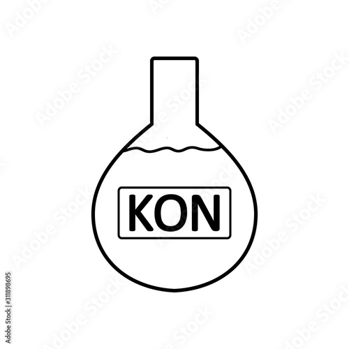 Laboratory glass with potassium hydroxide.