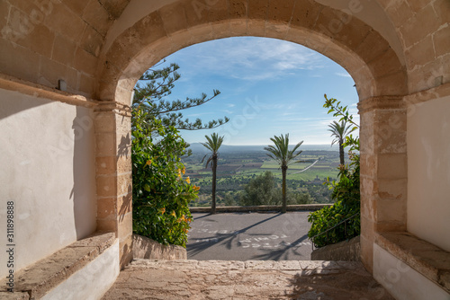 View of the Pla de Mallorca, from the entrance of the sanctuary of Mount Sion, in Porreres. photo