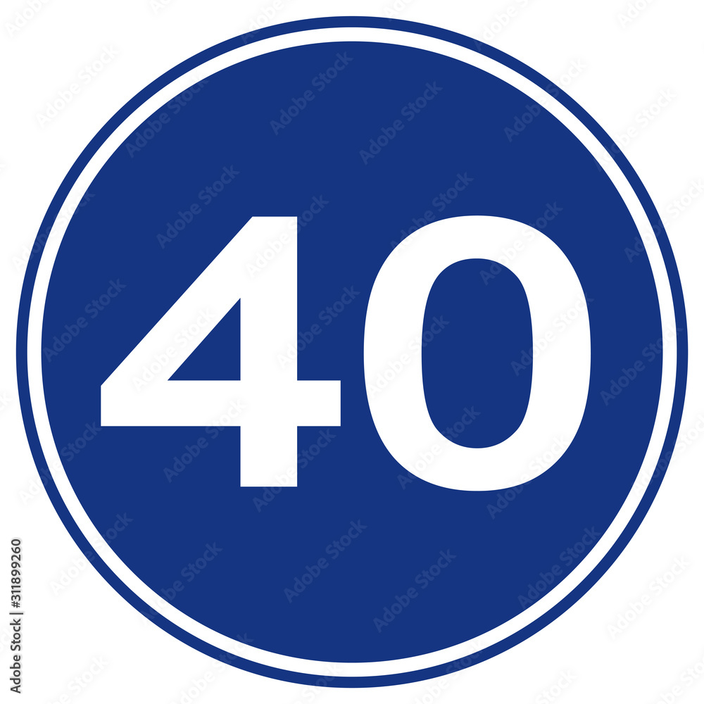 Speed Limit 40 Traffic Sign,Vector Illustration, Isolate On White Background Label. EPS10 Speed Limit 40 Traffic Sign,Vector Illustration, Isolate On White Background Label. EPS10