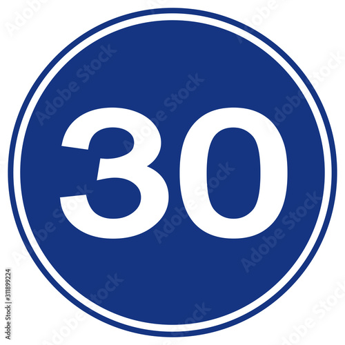 Speed Limit 30 Traffic Sign Vector Illustration  Isolate On White Background Label. EPS10