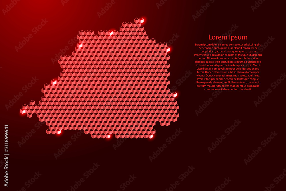 Vatican map from 3D red cubes isometric abstract concept, square pattern, angular geometric shape, for banner, poster. Vector illustration.