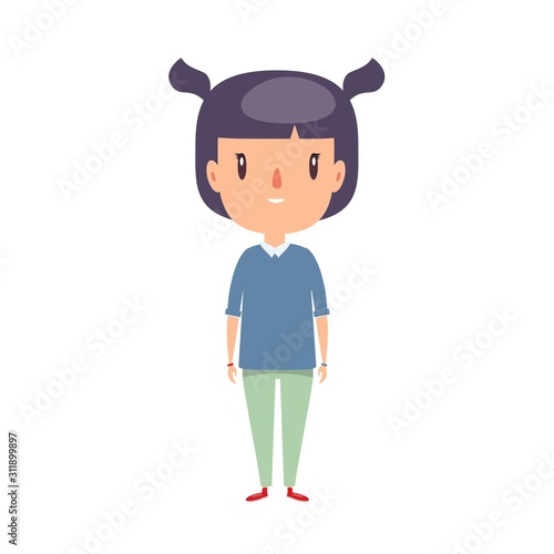 Smiling little child. Cheerful elementary school student, kindergarten pupil cartoon character. Kid flat vector illustration.
