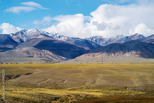 Chuy valley, view of the Kurai ridge. Kosh-Agachsky District, Altai Republic, Russia