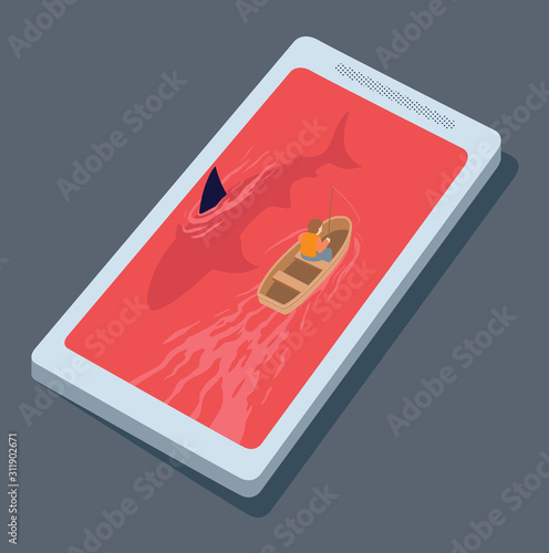 Predators internet vector illustration. Browse the internet design concept