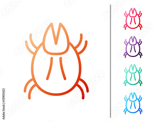 Red line Parasite mite icon isolated on white background. Set color icons. Vector Illustration