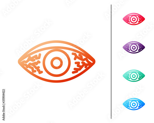Red line Reddish eye due to viral, bacterial or allergic conjunctivitis icon isolated on white background. Set color icons. Vector Illustration