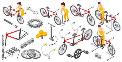 Bicycle Service Isometric Set