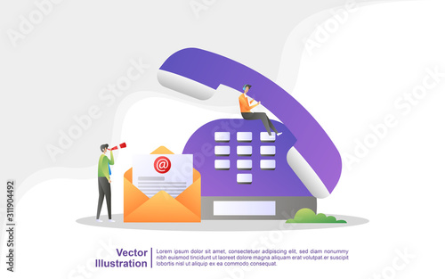 Contact us concept. customer care service 24/7, Online support, help desk. Can use for web landing page, banner, flyer, mobile app. Vector Illustration