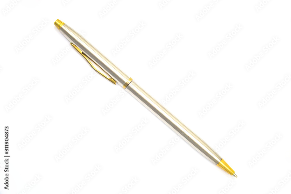 silver business pen isolated on white background silver business pen isolated on white background