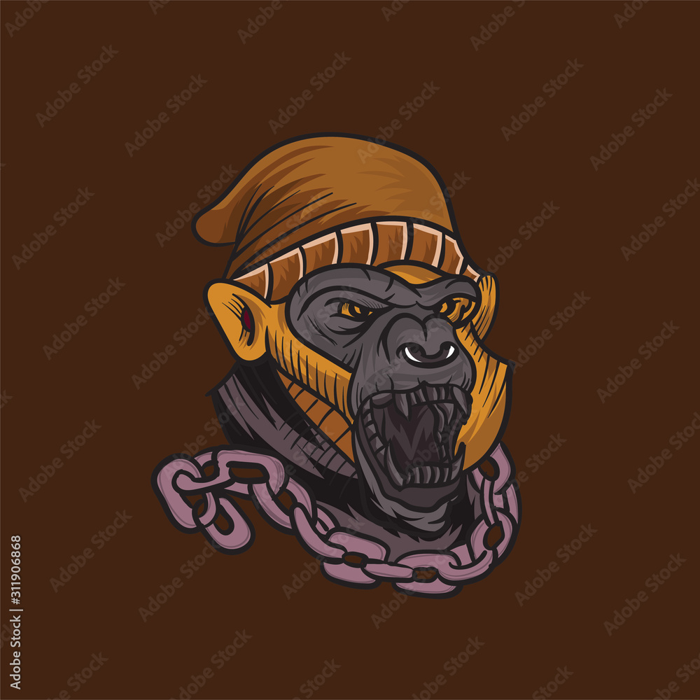 Monkey Gorilla Esport gaming mascot logo template Vector. Modern Head Monkey Logo Vector Monkey Gorilla Esport gaming mascot logo template Vector. Modern Head Monkey Logo Vector