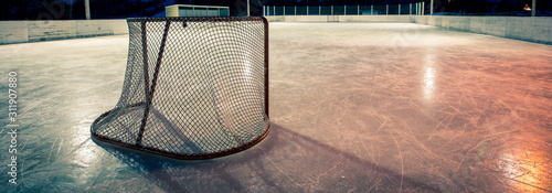 hockey net on an outdoor rink