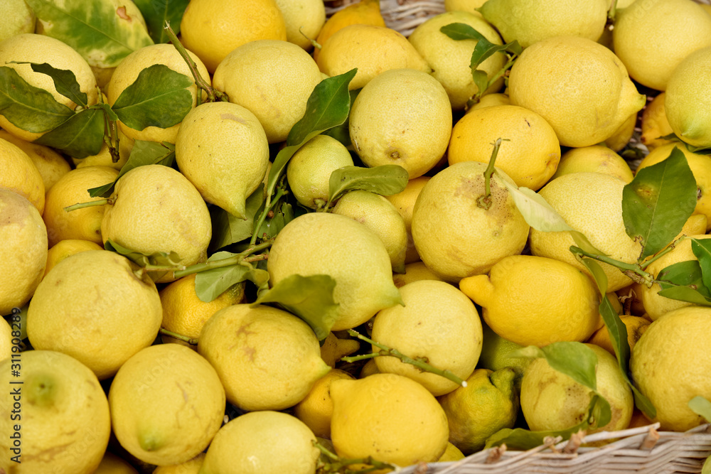 The texture of lemons. Citruses are marketed.