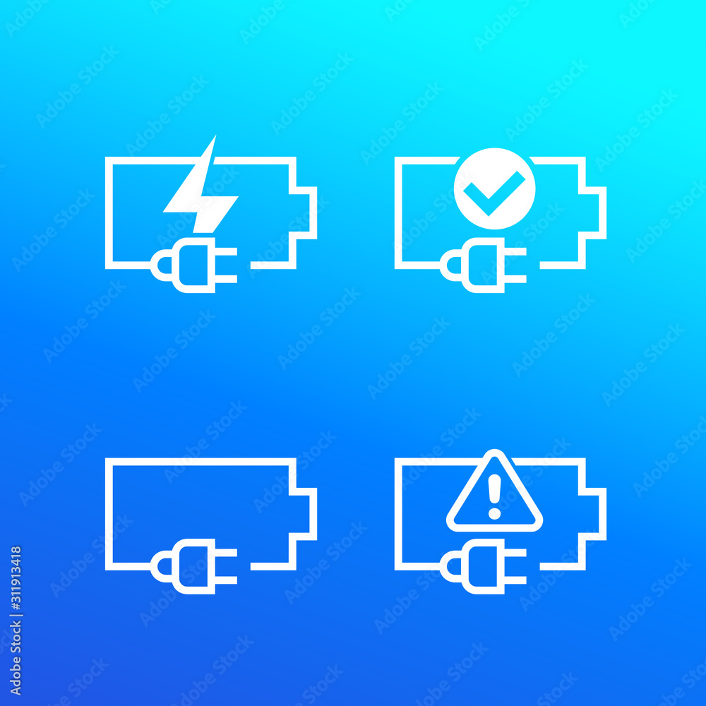 battery and electric plug vector icons