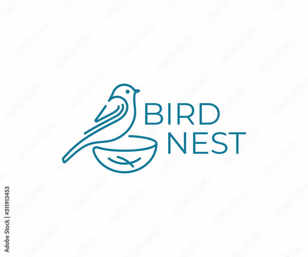 Bird with nest logo design. Bird watching vector design. Birding logotype Bird with nest logo design. Bird watching vector design. Birding logotype