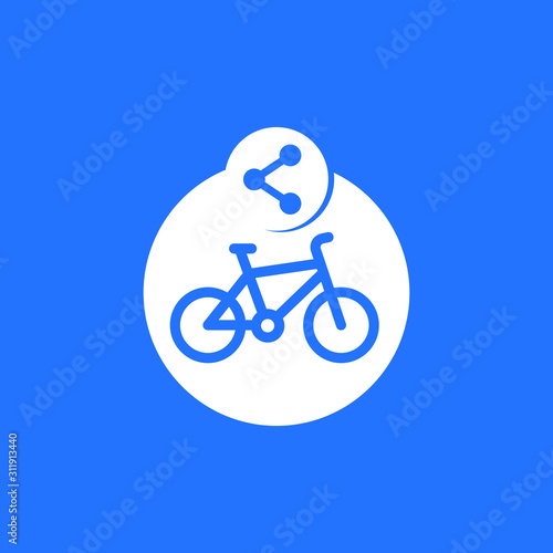 Bike sharing service icon, vector sign with bicycle